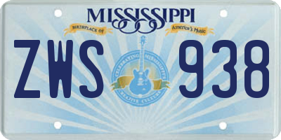 MS license plate ZWS938