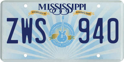 MS license plate ZWS940