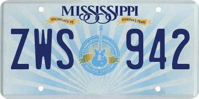 MS license plate ZWS942
