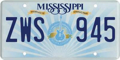MS license plate ZWS945