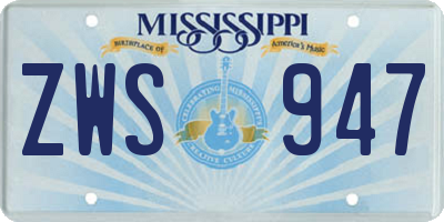 MS license plate ZWS947