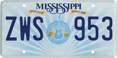 MS license plate ZWS953