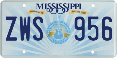 MS license plate ZWS956