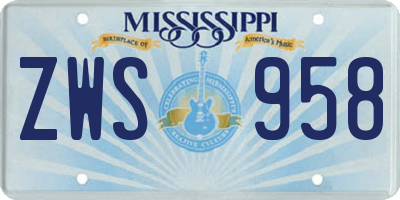 MS license plate ZWS958