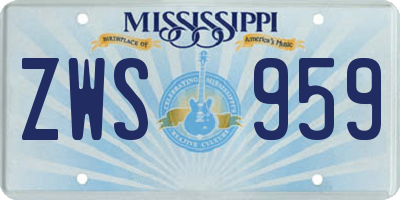 MS license plate ZWS959