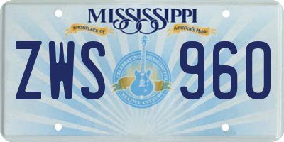 MS license plate ZWS960