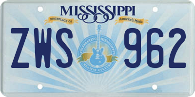 MS license plate ZWS962