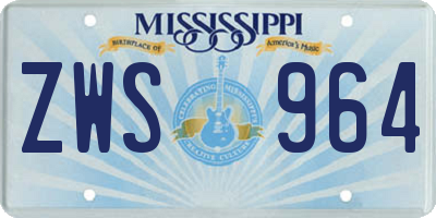 MS license plate ZWS964