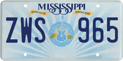 MS license plate ZWS965