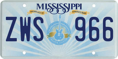 MS license plate ZWS966