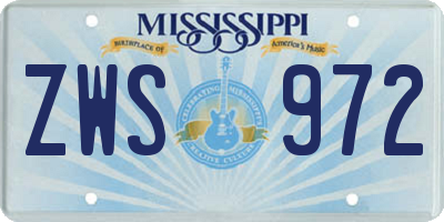MS license plate ZWS972