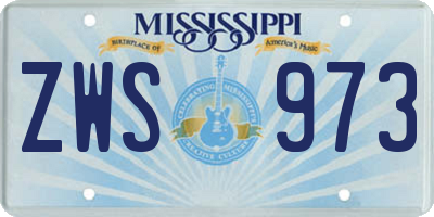 MS license plate ZWS973