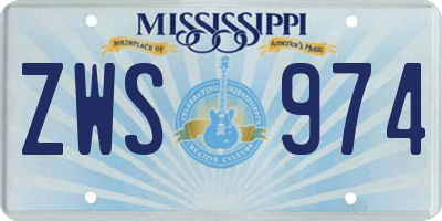 MS license plate ZWS974