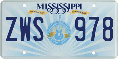MS license plate ZWS978