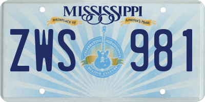 MS license plate ZWS981