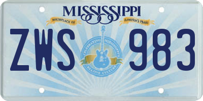 MS license plate ZWS983