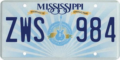 MS license plate ZWS984