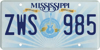 MS license plate ZWS985