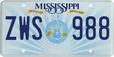 MS license plate ZWS988