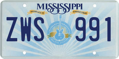 MS license plate ZWS991