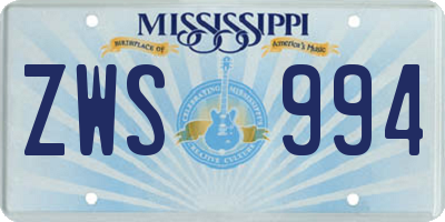 MS license plate ZWS994
