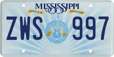 MS license plate ZWS997