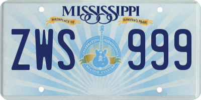 MS license plate ZWS999