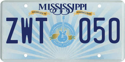 MS license plate ZWT050