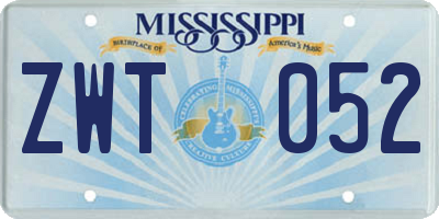MS license plate ZWT052