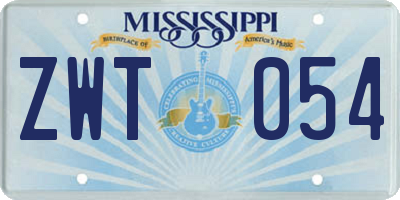 MS license plate ZWT054