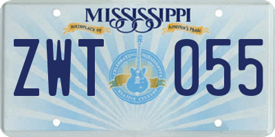 MS license plate ZWT055