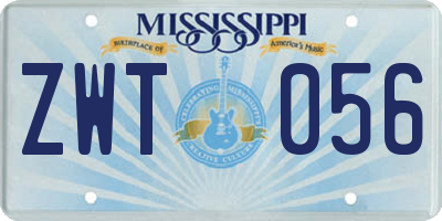 MS license plate ZWT056