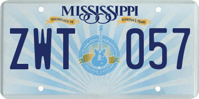 MS license plate ZWT057
