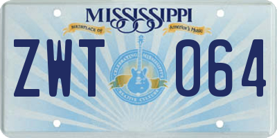 MS license plate ZWT064