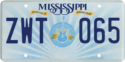 MS license plate ZWT065