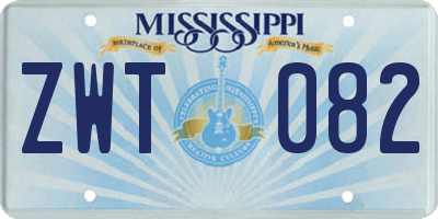 MS license plate ZWT082