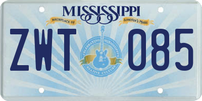MS license plate ZWT085