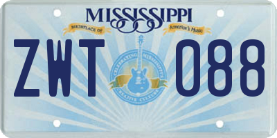 MS license plate ZWT088