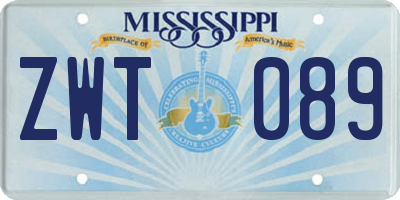 MS license plate ZWT089