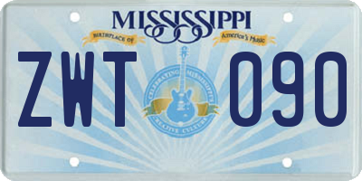 MS license plate ZWT090