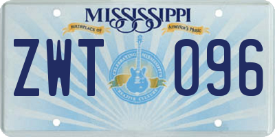 MS license plate ZWT096
