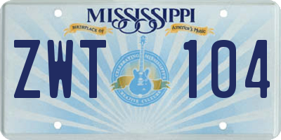 MS license plate ZWT104