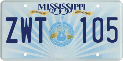 MS license plate ZWT105