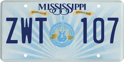 MS license plate ZWT107