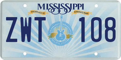 MS license plate ZWT108
