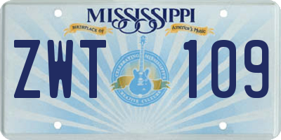 MS license plate ZWT109