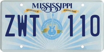 MS license plate ZWT110