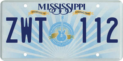 MS license plate ZWT112