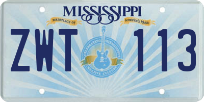 MS license plate ZWT113