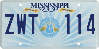 MS license plate ZWT114